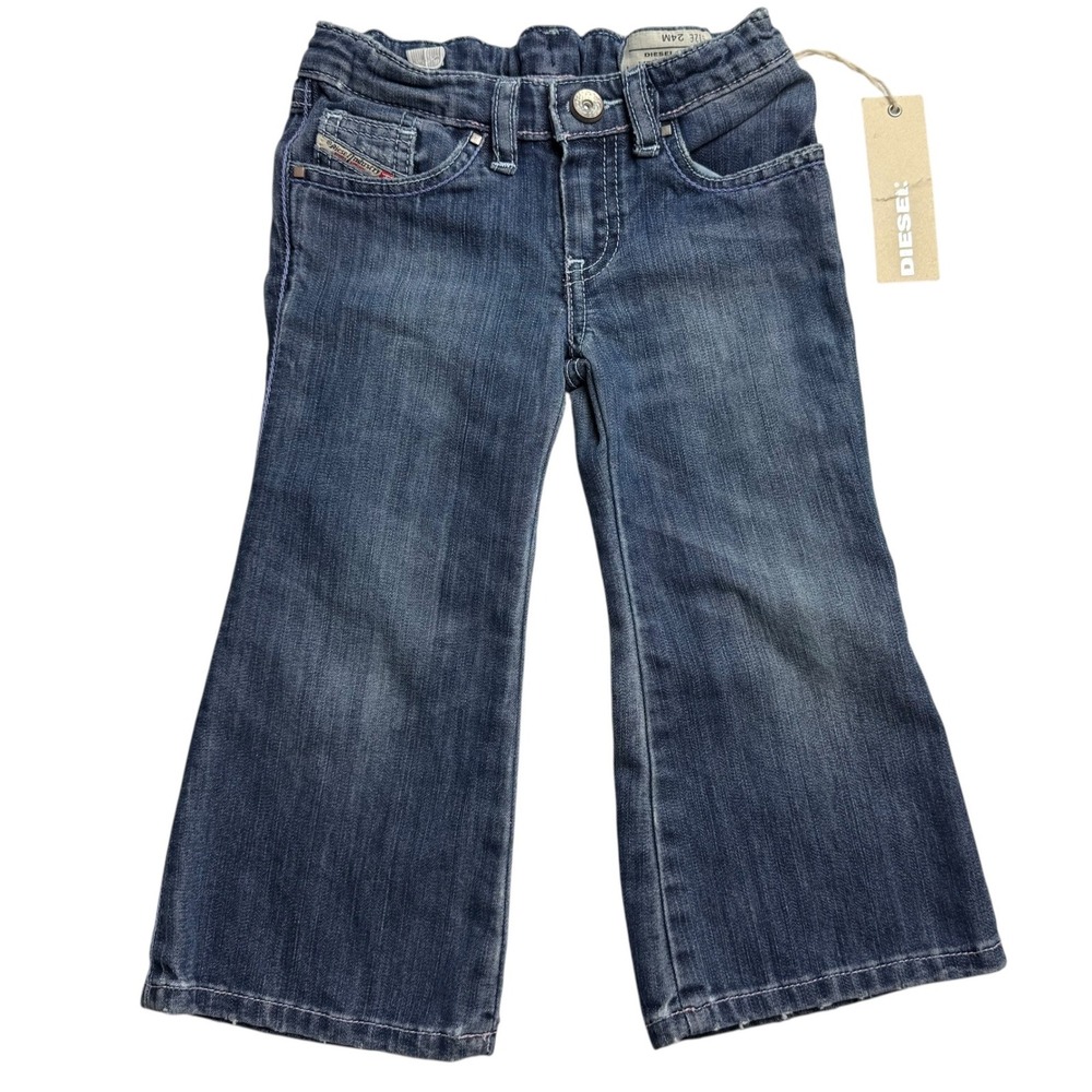 NWT Diesel Kid Girls 24M Dark Wash Flare Denim Jeans Y2K Retro Stretch Pants